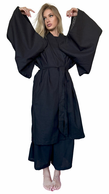 LONG LINEN KIMONO