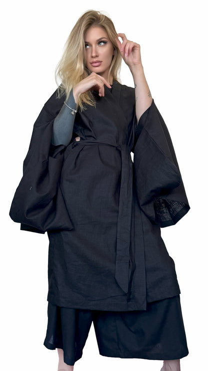 LONG LINEN KIMONO