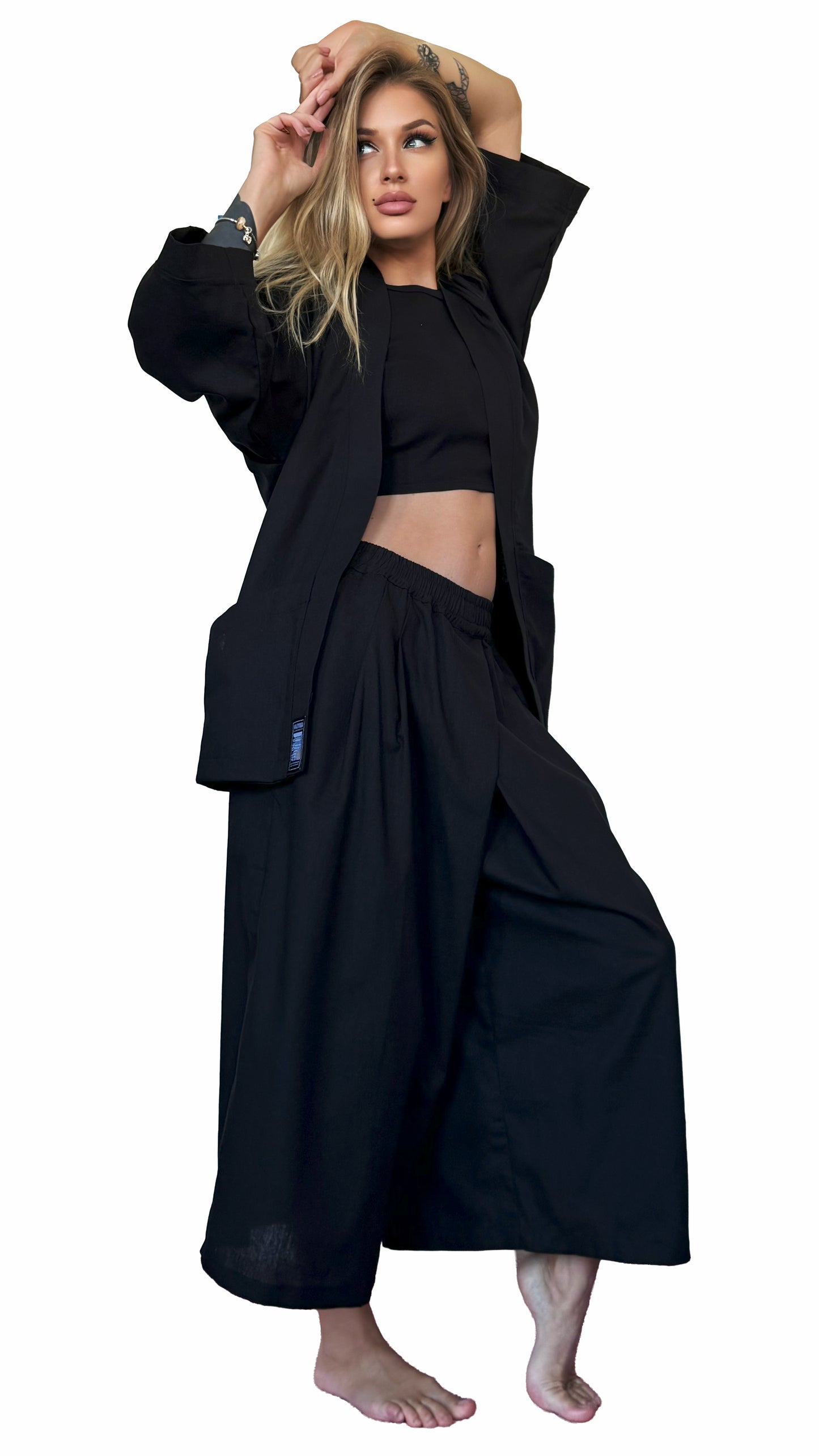 SHORT LINEN KIMONO TOP