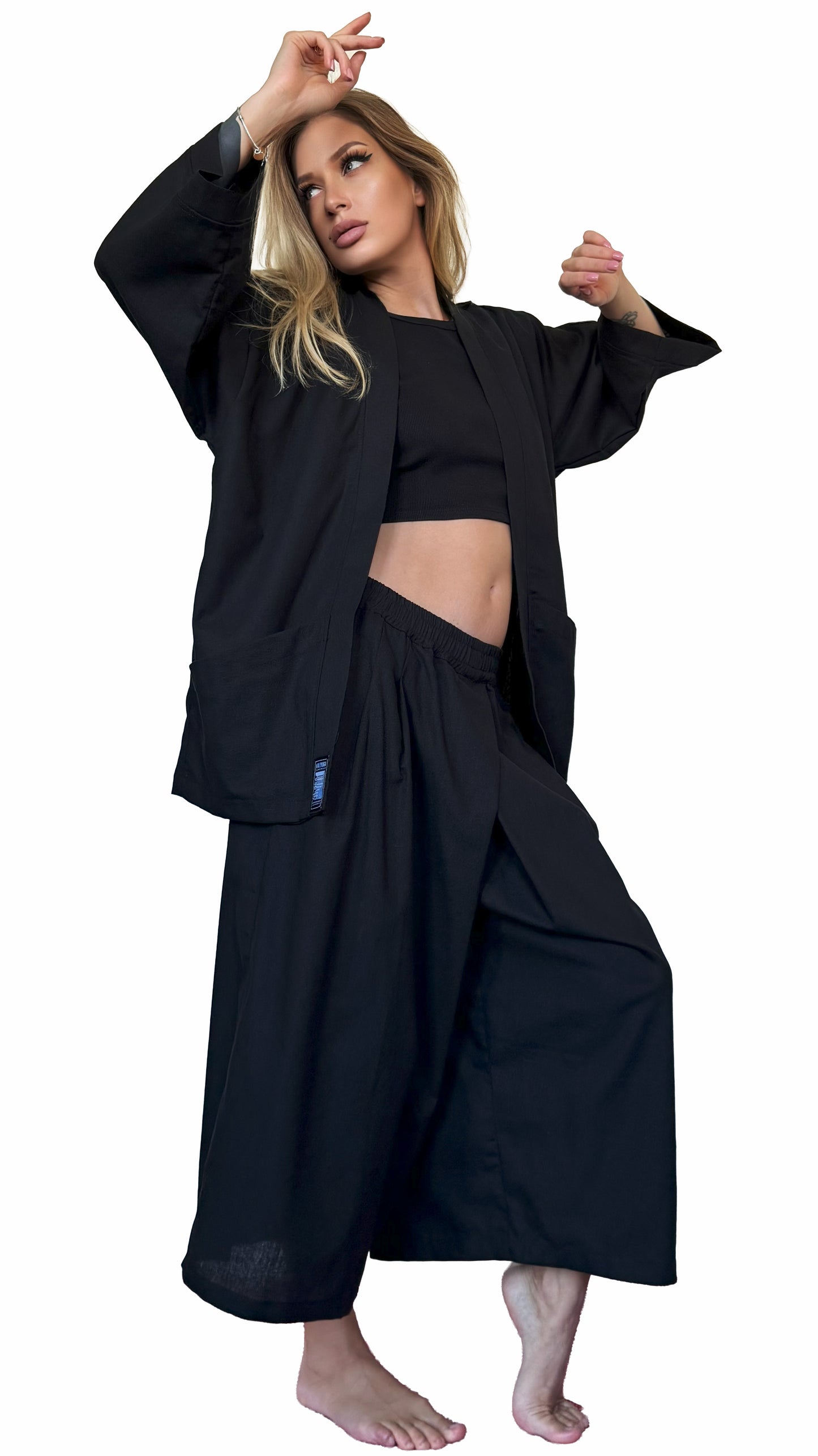 SHORT LINEN KIMONO TOP